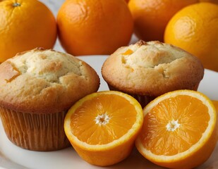 Wall Mural - orange muffins on a plate