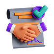 © Freelencer - 3D Agreement Icon with Handshake, Signed Document, and Approval Check mark