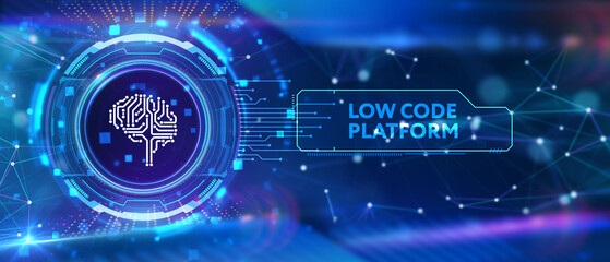 Low Code software development platform technology concept. 3d illustration