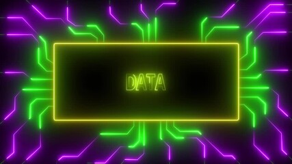 DATA text Learning and Artificial Intelligence Business, modern technology, internet networking concept. Data technology. science mind. Futuristic cyber innovation automation brain. 4K video