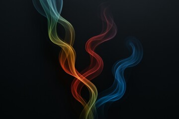 Wall Mural - Abstract colorful light smoke waves on dark background, flowing in curves, symbolizing movement, creativity, and energy. Ai generative. Ai generative