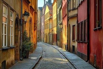  Colorful narrow street in historic town
