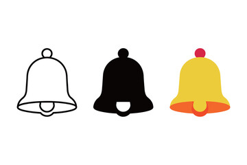 Wall Mural - Notification Bell Ringing Icon Set - Outline, Filled, and Colorful Styles for Alerts and New Messages