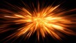 © sungedi - Dynamic illustration showcasing bright, radiating beams of fiery orange light emanating from a central source against a stark black backdrop, conveying energy and motion with a sense of explosion.