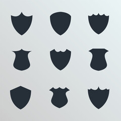 Wall Mural - Collection of Blank Shield Shape creative on grey background