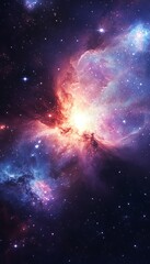 Wall Mural - a cosmic symphony of colors a stunning nebula showcase with interstellar clouds and stars