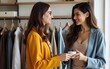 © Donna - two woman friends choosing clothes. High quality
