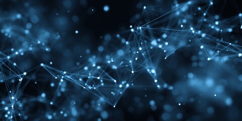 Wall Mural - Abstract Blue Digital Network Background with Glowing Connections and Dots in a Futuristic Style