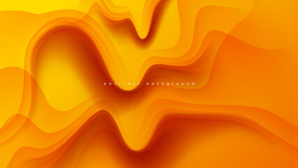 Wall Mural - orange abstract background with overlapping wavy shapes
