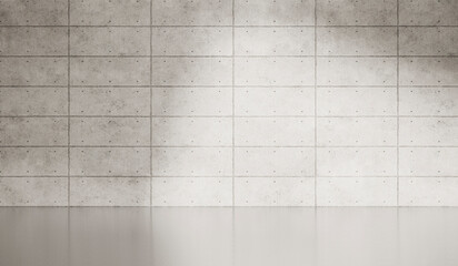 Wall Mural - Empty dark abstract industrial cement wall studio room interior for display product on concrete wall background with soft shadows from the window
