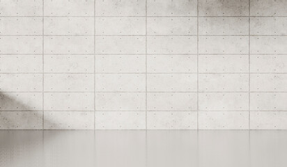 Wall Mural - Empty dark abstract industrial cement wall studio room interior for display product on concrete wall background with soft shadows from the window