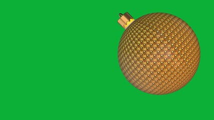 Wall Mural - 3D Golden Christmas Ball Animation with Shiny Ornament and Festive Holiday Glow on Black Background