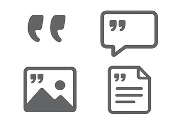 Collection of quotation mark icons for text, speech, image, and document content