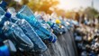 © David - Pile of discarded plastic bottles overflowing onto a concrete surface under bright sunlight glare