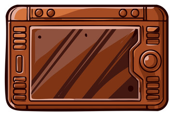 Illustration of a retro, cartoon tablet device with screen
