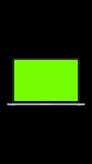 Wall Mural - vertical laptop animation with green screen on black background. perfect for mockups, app demos, pre