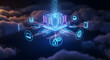 © Heri - Futuristic Cloud Server Data Flow and Network Connectivity in Virtual Space