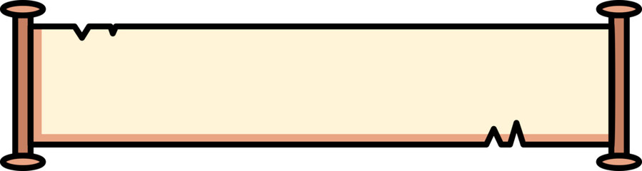 Illustration of a vintage scroll banner with torn edges for message presentation