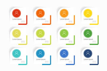 Wall Mural - For business concept with 12 steps infographics, shape with multicolor label, design for workflow layout, diagram, annual report, web design. vector illustration