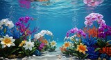 Exotic aquatic floral wonderland vibrant underwater blossom garden scene