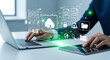 © bouchra - Cloud Computing Digital Transformation Business Technology Green UI Copy Space