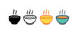 © Lera - Vector icon soup bowl four styles black solid glyph outline minimal flat multicolor filled cartoon flat shaded.