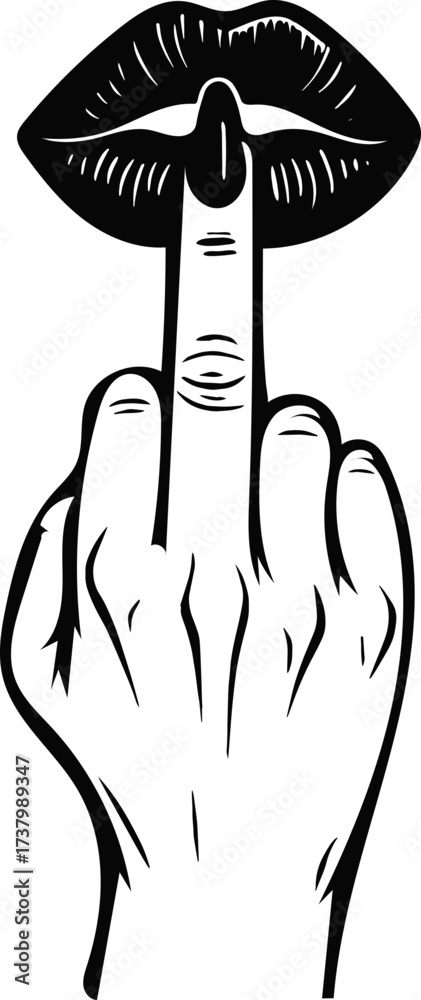 Middle Finger Dxf File Bold Middle Finger Lips Gesture Adobe Illustrator AI Source File ...