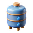 © MonirCreativeLab - Blue stacked water tank with orange cap and blue droplets isolated on transparent background