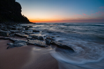 Wall Mural - Beautiful dawn view on the beach shore.