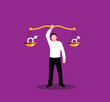 © Eugen - Business Man Holding Scales with Male and Female Symbols. Gender equal rights and responsibilities, equality in relationship vector art