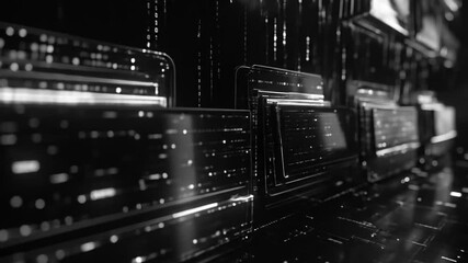 Abstract Data Stream Visualization in Monochromatic Tones, a Cyberpunk Aesthetic