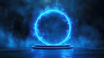 Wall Mural - Futuristic round shape hologram portal with high-tech design