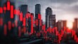 © CStock - An abstract representation of stock market volatility with red bars against a city skyline, symbolizing economic downturn.