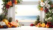 © anu - Fresh fruits by a window with ocean view