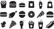 © pankaj - fast food silhouette vector, burger fries donut art, junk food clipart, cafe restaurant design, black snack svg, delicious meal shape, kitchen icon artwork, tasty junk artwork, street food illustratio