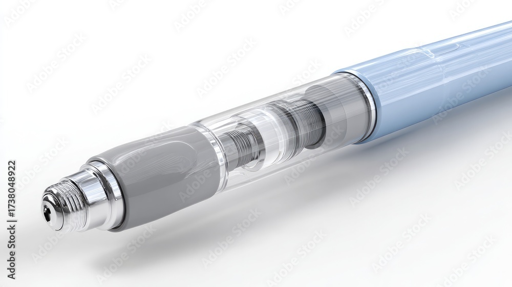 A photorealistic, high-detail 3D render of a medical injection pen ...