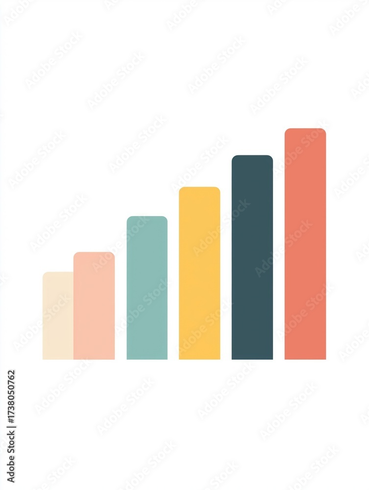 Bar graph with six vertical bars. the bars are arranged in a horizontal ...
