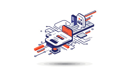Futuristic Technology Circuitry Illustration with Abstract Data Flow