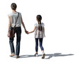 © Martin - Japanese woman and child walking together hand in hand isolated on white and transparent background