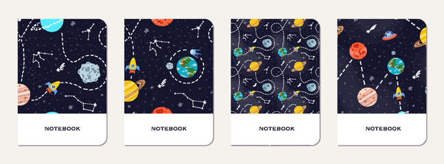 Wall Mural - Exercise book cover with constellations and