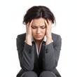 © mohdfaizal - Stressed business woman with hands on head looking down