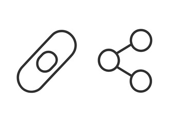 Link and share icon set. Minimalistic line art for web and app design. Vector pictogram bundle for UI, social media, and communication. Editable stroke for customization.