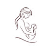 © Umi - A delicate line drawing depicts a mother lovingly breastfeeding her baby.