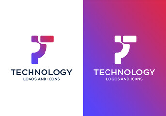 P digital technology logo design vector