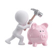 © Аrtranq - 3D figure smashing piggy bank for savings concept
