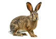 © Thaddeus - Isolated European hare, animal wildlife close-up with long ears looking at camera, natural lighting