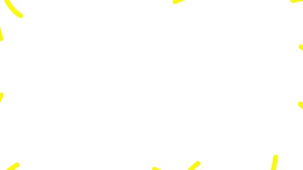 Wall Mural - Animated yellow decorative wavy lines is drawn. Linear background with copy space. Looped video. Vector illustration isolated on white background.