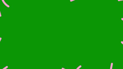 Wall Mural - Animated pink decorative wavy lines is drawn. Linear background with copy space. Looped video. Vector illustration isolated on green background.