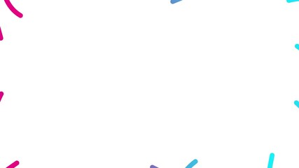 Wall Mural - Animated pink blue decorative wavy lines is drawn. Linear background with copy space. Looped video. Vector illustration isolated on white background.