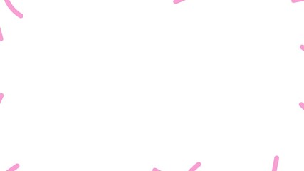 Wall Mural - Animated pink decorative wavy lines is drawn. Linear background with copy space. Looped video. Vector illustration isolated on white background.